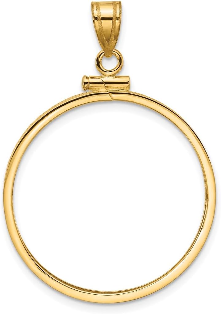 14k Polished 27.0mm x 2.35mm Screw Top Coin Bezel Pendant
