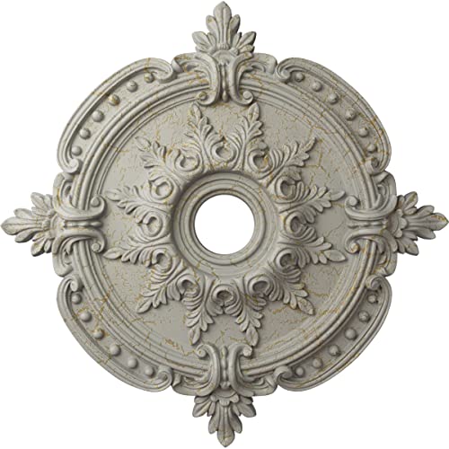Image of 28 3 /8 inchOD x 3 3 /4 inchID x 1 5 /8 inchP Benson Classic Ceiling Medallion (Fits Canopies up to 6 1 /2 inch), Hand-Painted Pot of Cream Crackle