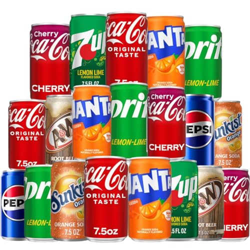 Mini Soda Soft Drink Variety, 8 Flavor Soda Assortment - 7.5 Fl O...