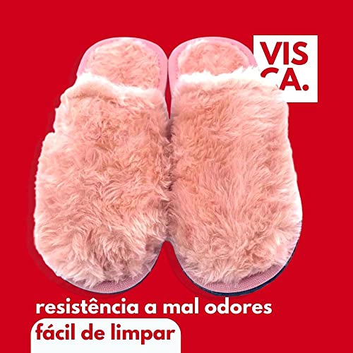Pantufa Feminina Rosa Neon Pelúcia Chinelo Conforto Premium (Rosa Neon, br_footwear_size_system, adu