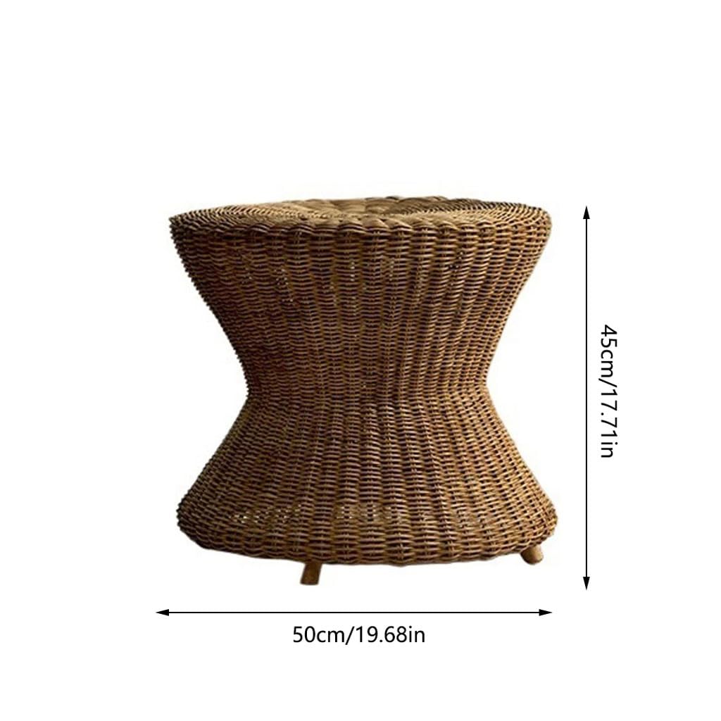 eexbz Sofa Rattan Handmade Retro Style Corner Table Magazine Rack Round Coffee Table Living Room Table Sofas for Living Room(A)