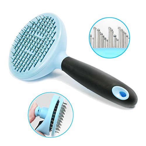 Dog Brush, Grooming Brush, DeShedding Tool Rake Pet Fur Painless Round Needle Bristle Safe Pet Friendly Pin Brush Quick Clean for Cat Dog Long Hair