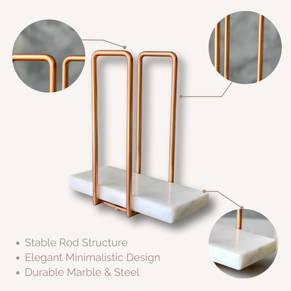 MASON HOME Imperial Napkin Holder White & Rose Gold - 1pc - L 25.4" x B 17.8" x H 7.6" | Bathroom - Kitchen - Bedroom - Washbasin | Towel - Kitchen Roll - Paper Towel | Home Décor | Organizer | Stand 4