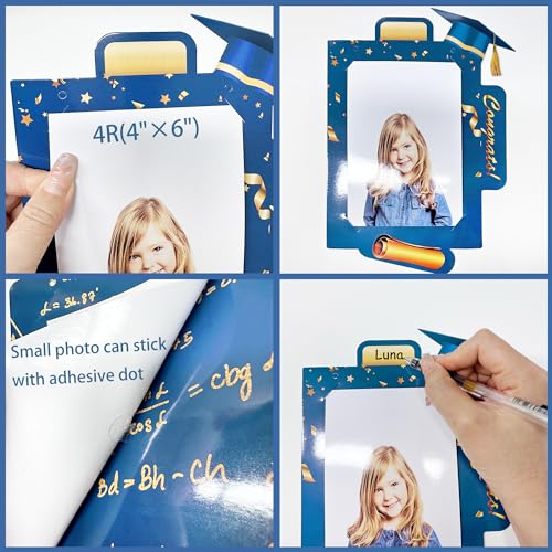 Image of pinkblume Graduation Party Decorations Navy Blue and Gold Grad Photo Banner Royal Blue Gold Congrats Grad Photograph Bunting Garland for 2026 Graduation Celebration Party Decorations Supplies