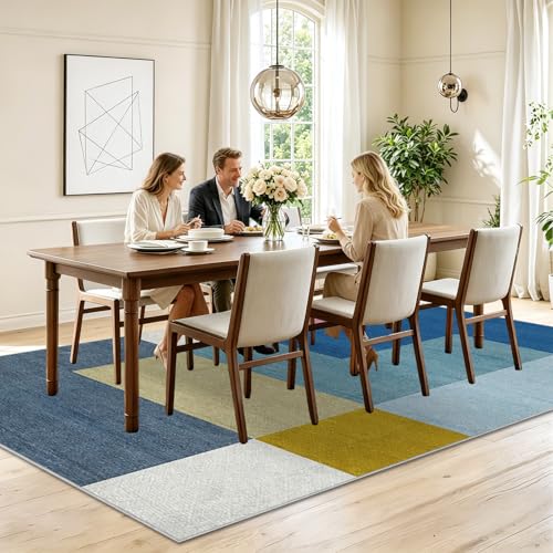 Carpette pour salon moderne bleu et géométrique idéal pour une chambre - 3