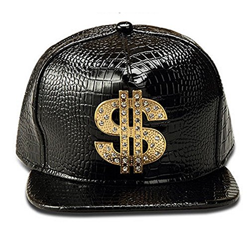 Hip Hop Hat,Flat-Brimmed Hat,Rock Cap,Adjustable Snapback Hat For Men And Women (Black) #TOP1