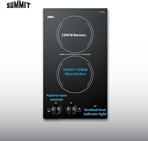 Miniatura 6 de Summit CR2220B - Placa eléctrica de 2 quemadores de 12 pulgadas, 230 voltios, compatible con ADA, negro