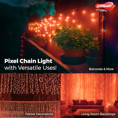 Image of EVEREADY UTSAV, 10 Meter LED Pixel Chain Lights, 46 LEDs, BIS Approved, Decoration Lighting for Festivals, Weddings, Homes & More, Red Color, Pack of 1