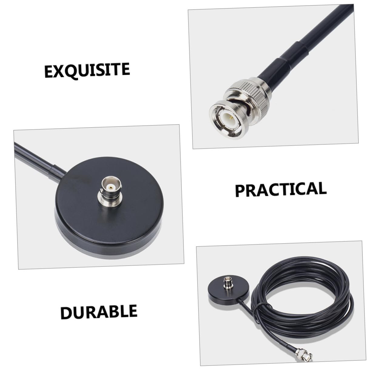 Base de Montaje con Cable de 5 Metros de Antena Magnética para Coche Soporte Resistente a Rayaduras con Diámetro de Instalación de 5.4cm para Radio Móvil