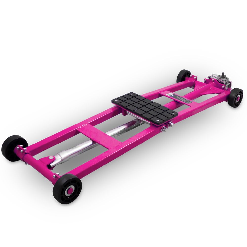 BITUXX KFZ Scherenlift Scherenwagenheber 2,5T flach Wagenheber 2500 Kg Hubhöhe von 11 cm bis 48 cm inkl. Gummiauflage und praktischer Handkurbel Magenta