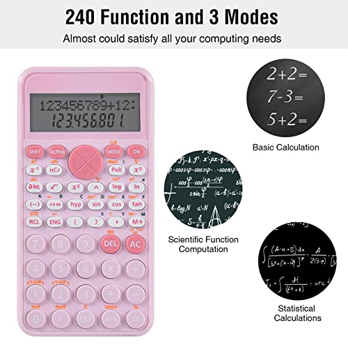 Image of EooCoo Scientific Calculator,Two-Line Display,Cute Desk Accessories,Slim and Portable,Standard Scientific Calculator Suitable for School Office Business Supplies,Primary School to College Student-Pink