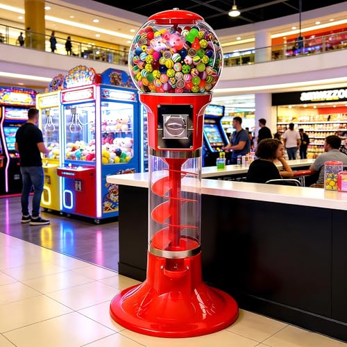 Sushangmao Dispensador De Bolas Twister – Máquina Expendedora De Chicles Y Caramelos De 109 Cm De Altura, con Capacidad para 800 Bolas Saltarinas De 32 Mm, Hucha De Chicles En Espiral Red