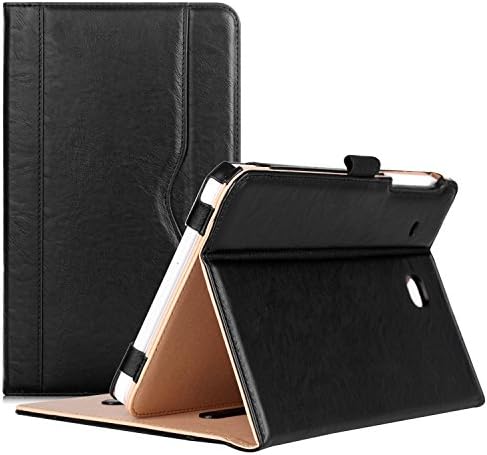 Procase Galaxy Tab E 8.0 Case -PU Leather Stand Folio Case Cover for Galaxy Tab E 8.0 2016 SM-T375/ SM-T377/SM-T378 Tablet, Multiple Viewing Angles with Document Card Pocket -Black
