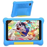 Wqplo Tablette Enfants 7 Pouces Android 13 32 Go ROM (Extensible 128 Go) Écran HD 1024x600 Contrôle Parental Coque de Protection Incluse Processeur Quad-Core Jeux & Apprentissage Bluetooth/WiFi(Bleu)