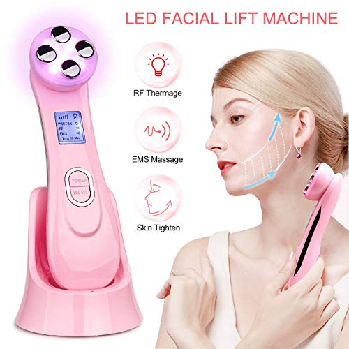 Preisvergleich Produktbild Beauty360 Hochfrequenz-Gesichtsgerät 5in1 Ultraschall rote LED-Lichttherapie und 6 Modi Gesichtsmassagegerät für die Hautpflege Gesichtsreiniger Anti-Aging Anti-Falten