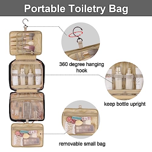 Fixwal Travel Toiletry Bag for Women and Men, Large-capacity Water-resistant Makeup Bag, Jewelry Compartment, Hanging Organizer Bag,Full-size Travel Supplies, Black - Image 5