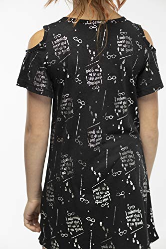 Intimo Big Girls Harry Potter I Solemnly Swear Shoulder Cut Out Nightgown (Large 10/12) Black #TOP5