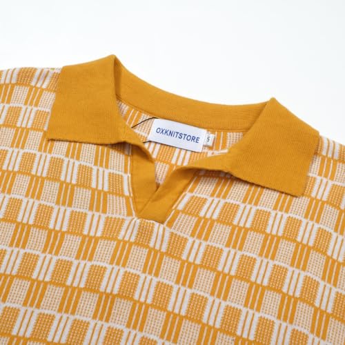 OXKNIT Men's Vintage Polo Shirts Lightweight Retro 70s Knit Golf Shirts, Short-Sleeve, Soft, Comfortable3