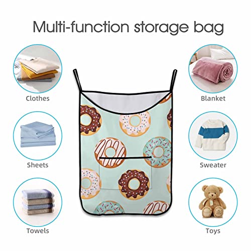 Interestprint Blue And Chocolate Glazed Donuts Hanging Laundry Hamper Bag, Durable Space Saving Dorm Laundry Hamper #TOP3