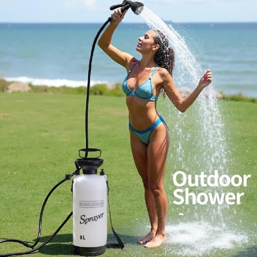 Ducha Portátil para Camping Jorzer, 8L con Cabezal Rociador de 10 Modos y Manguera de 9.84 pies para Jardín, Picnic, Excursión, Playa y Limpieza de Autos miniatura 3