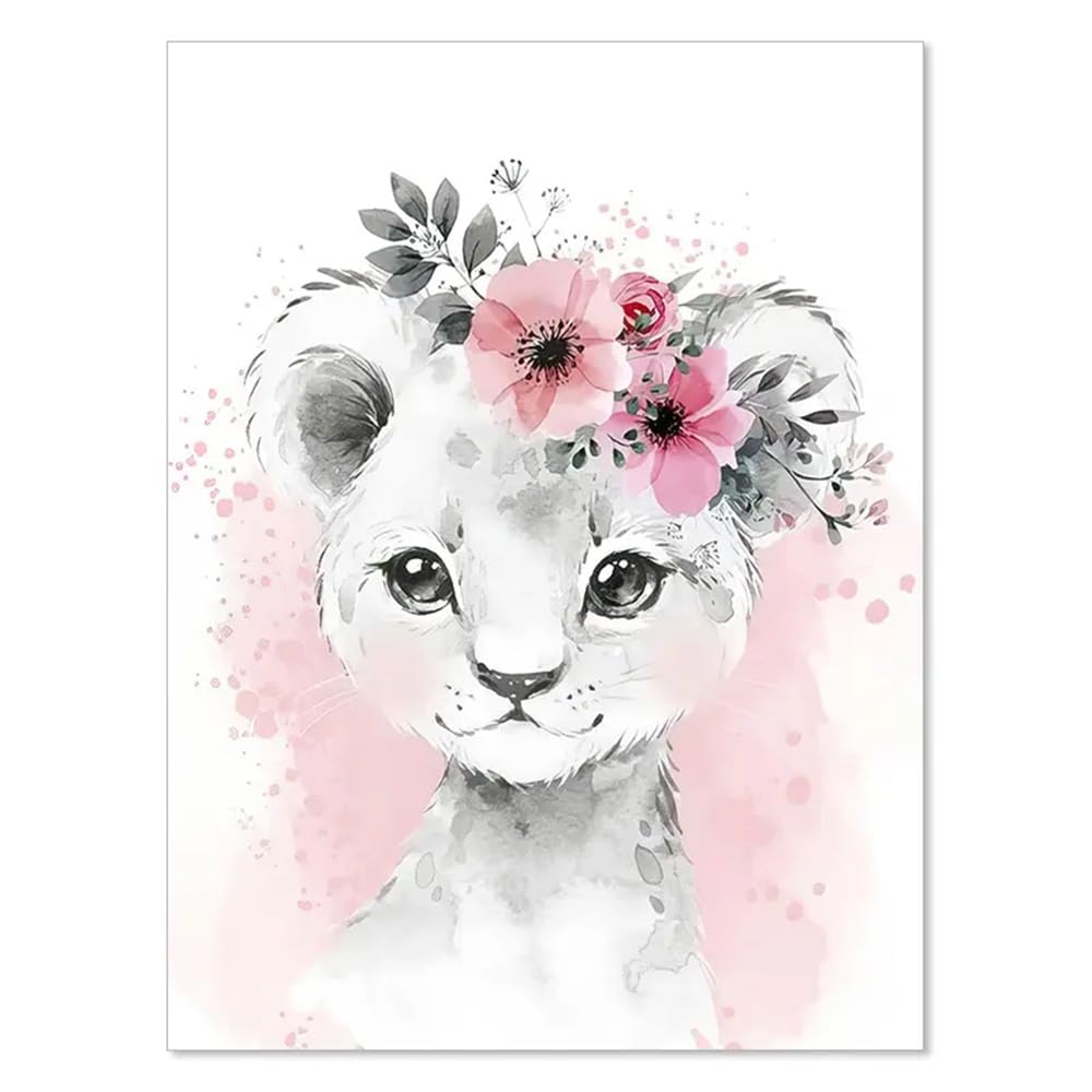 3 Quadri Personalizzati Nome Nascita Stampe Animali Cameretta Bimbo Rosa 30x 40 cm Quadro Cameretta Bambina Decorativi da Parete Bambini Poster Camera Ragazza Ragazzo Regalo Tela senza Cornice