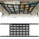 Viapriod Rete Portaoggetti da Soffitto per Auto, 90 × 65 cm, con Cinghie a Croce Regolabili e 2 Tasche a Rete, per Coperte e Vestiti, Accessori Campeggio per SUV, Van e Viaggi su Strada