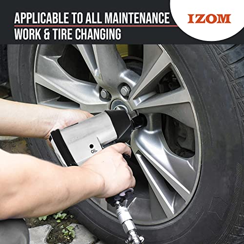 Image of IZOM IZ-5040B 1 /2 inch Impact Wrench, Torque 340 Nm Air Powered 7000Fixed Square RPM Rocking Dog 90 PSI with Front Exhaust for Tire Changing & Workshop Applications