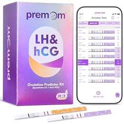 Premom Quantitative Ovulation Test Strips: 5X Pregnancy Rate Found* Use App | 25 Ovulation Tests - Numerical LH Range 0-65 mIU/mL, 5 Pregnancy Test Strips, Premom App Tracking LH Changes, TTC Family Plan