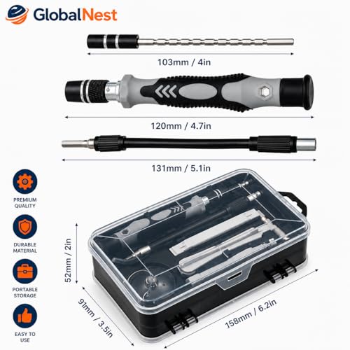 Image of 115-in-1 Precision Magnetic Screwdriver Set with Multi-Bit Kit & Storage Case - Professional Repair Tool Kit for Mobile, Laptop, PC, Watch, Eyeglasses, Gaming Console & Electronics