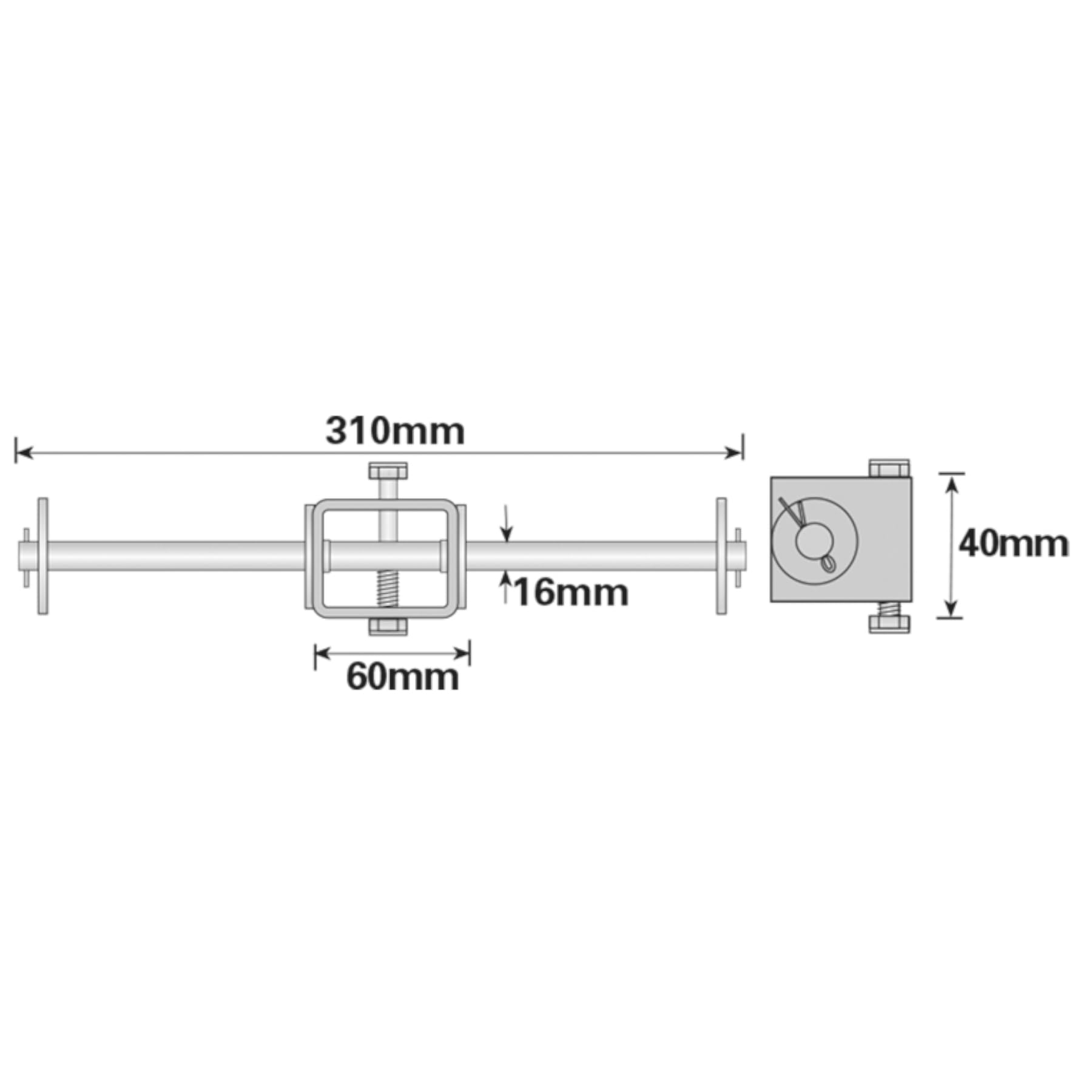 AB Tools Boat/Jetski/Dinghy Trailer Roller Bracket 310mm, 16mm Spindle UBR30