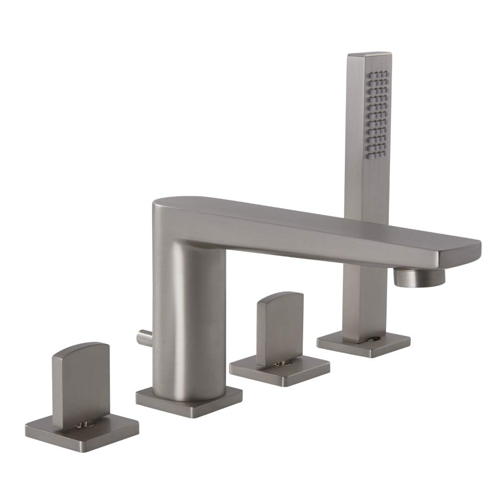 Milano Hunston Four Tap Hole Bath Shower Mixer Tap Hand Shower Handset - Brushed Nickel