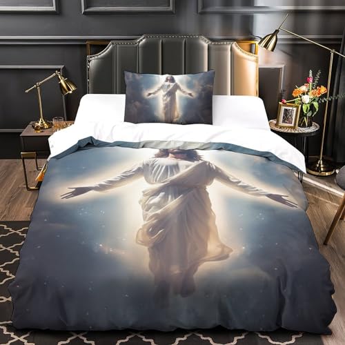 Parure de lit Jésus 3 pièces avec housse de couette zippée idée cadeau