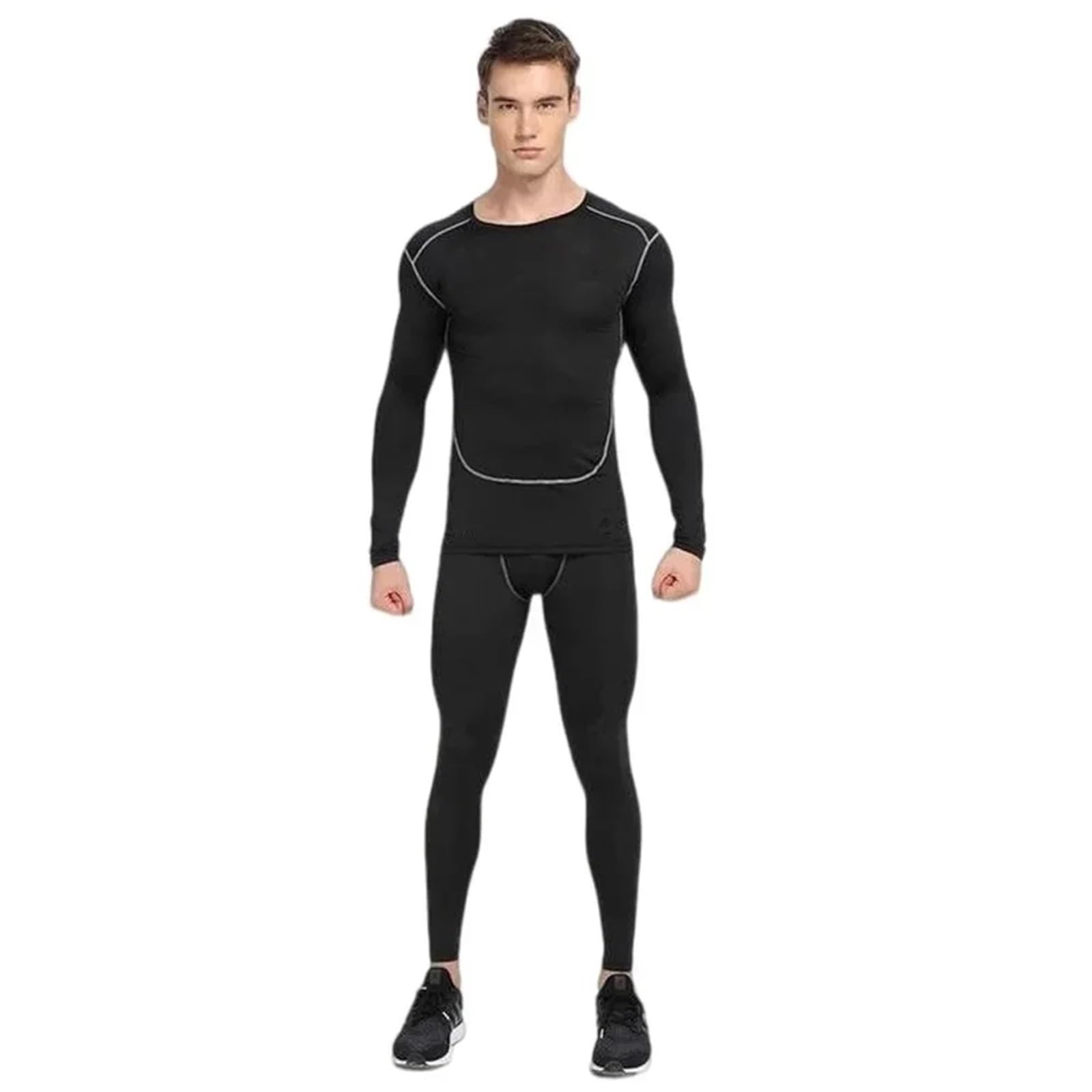 Conjuntos Térmicos Para Hombre Conjuntos de Fitness for gimnasio de felpa cálidos for hombre, conjuntos deportivos elásticos for correr, camisetas térmicas ajustadas for ejercicio, mallas largas con c