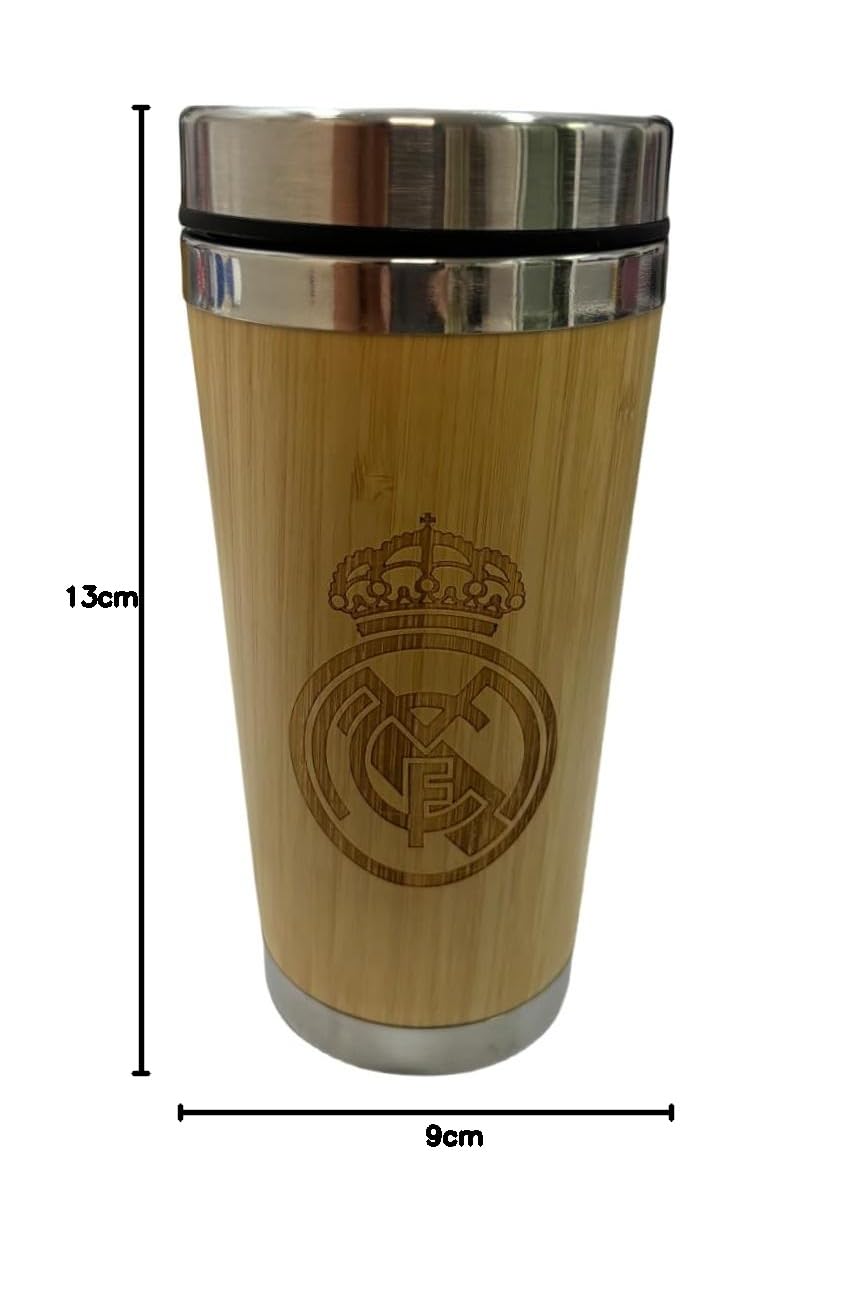 Real Madrid Thermoskanne – Isolierte Trinkflasche für Kaffee & Kaltgetränke, hochwertiges Fußball-Geschenk für Madrid-Fans, exklusives Zubehör für Sport, Büro und Freizeit, Weiß