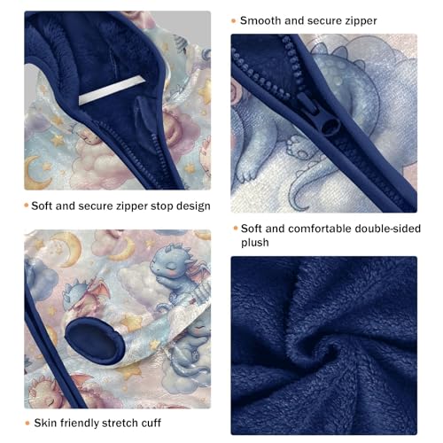 CHIFIGNO Cute Dragons Boys Zip up Jacket Fleece Outerwear Jackets for Fall Winter Zip up Hoodie 3T3