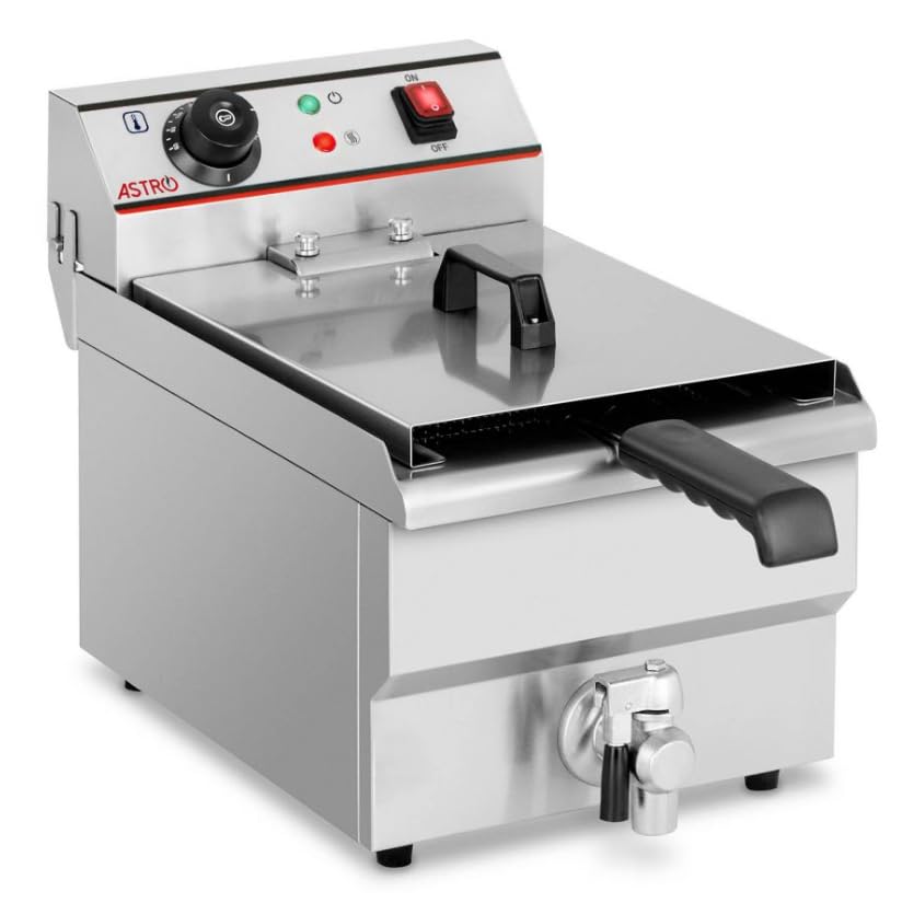 Astro Friteuse Électrique Professionnelle 8L - 3000 W - Robinet de Vidange - Inox