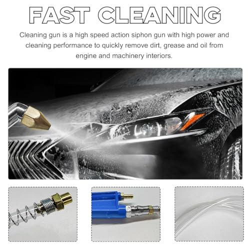 Image of Air Blow Gun Pneumatic Engine Cleaning Gun with 4Ft Hose, Aluminum Car Engine Washer Gun, Multi-Functional Pneumatic Siphon Spray Tool for Dust Cleaning Car Detailing