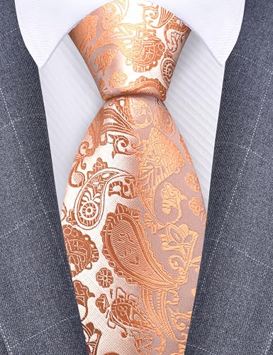 Image of GUSLESON 3.15 inch(8cm) Fashion Paisley Ties Mens Woven Jacquard Necktie for Wedding