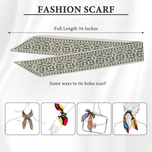 4 PCS Silk Scarf for Women, Retro Fashion Bag Scarf for Handbags, Multi Function Ladies Scarves, Bohemian Style, Suitable for Wallets, Handbag Handles3