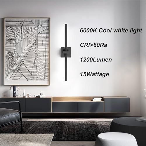 Image of EDISLIVE Modern Dimmable LED Vanity Light 360 Rotatable Bathroom Vanity Wall Lighting Fixtures, 23.2 in Mirror Wall Sconce Fixtures for Bathroom Bedroom Makeup Living Room,6000K(Black)