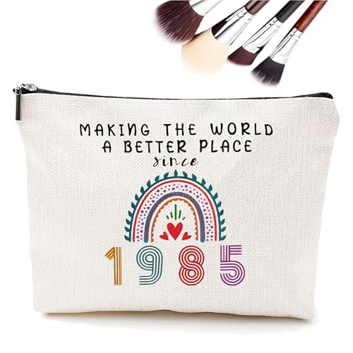 Gekamoyue Presente 40 anos mulher, bolsa de maquilhagem para aniversários, bolsa de cosméticos portátil, artigos essenciais de viagem para meninas, presente de aniversário para mulheres nascidas em