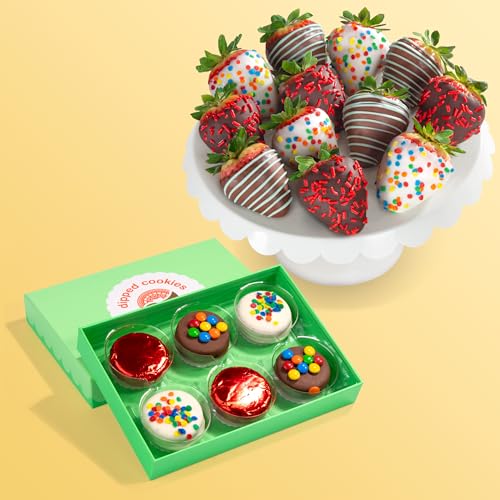 Birthday Chocolate Covered Strawberries & Chocolate Dipped Sandwich Cookies