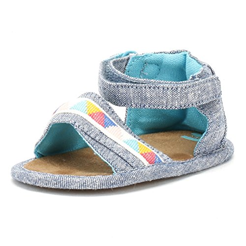 Image of TOMS Toddlers Blue Geo Chambray Shiloh Sandals-UK 2 Infant