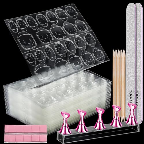 Image of COSTICA 20 Sheet Nail Adhesive Tabs with Nail Stand for Press ons, Double Sided Press on Nail Tabs Nail Glue Stickers, Press on Nail Glue Tabs Sticky Nail Tabs, Adhesive Tabs for Nails with Nail File