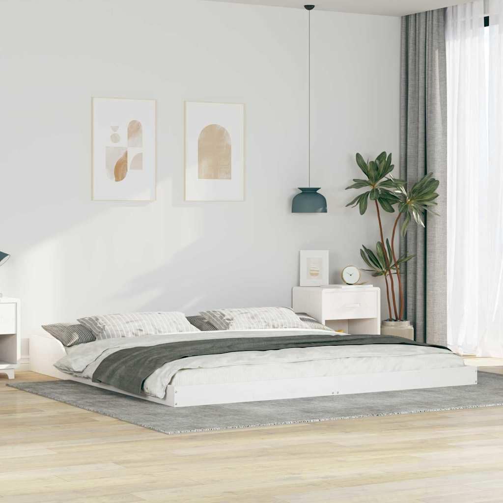vidaXL Bettrahmen Weiß 200 x 220 cm Massives Kiefernholz