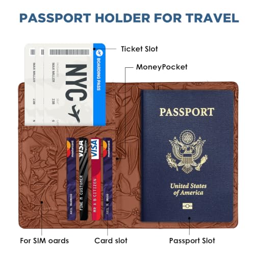 Tavonis Floral Embossed Passport Wallet