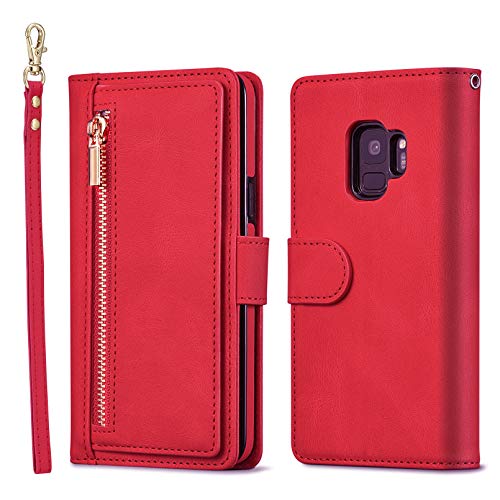 Coque en cuir premium Samsung S9 rouge finition haut de gamme et protection