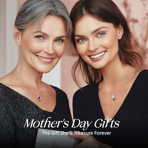 LOUISA SECRET Unique Double Heart Necklace Gifts for Wife Women, 925 Sterling Silver Tiny Birthstone Pendant Jewelry Gift for Her Girlfriend Mom Valentine's Day Anniversary Mother's Day Birthdays & Christmas2