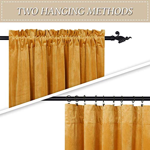 Image of RYB HOME Gold Velvet Curtains 84 inches - Super Soft Home Decor Room Darkening Curtains for Living Room, Thermal Insulated Velvet Drapes for Bedroom Theatre, W52 x L84 inch, Marigold, 2 Pcs | Thermal Insulated, Privacy, Sunlight UV Heat Blocking, Luxurious Decor, Dining Room Nursery, Rod Pocket, W52 x L84, 2 Panels