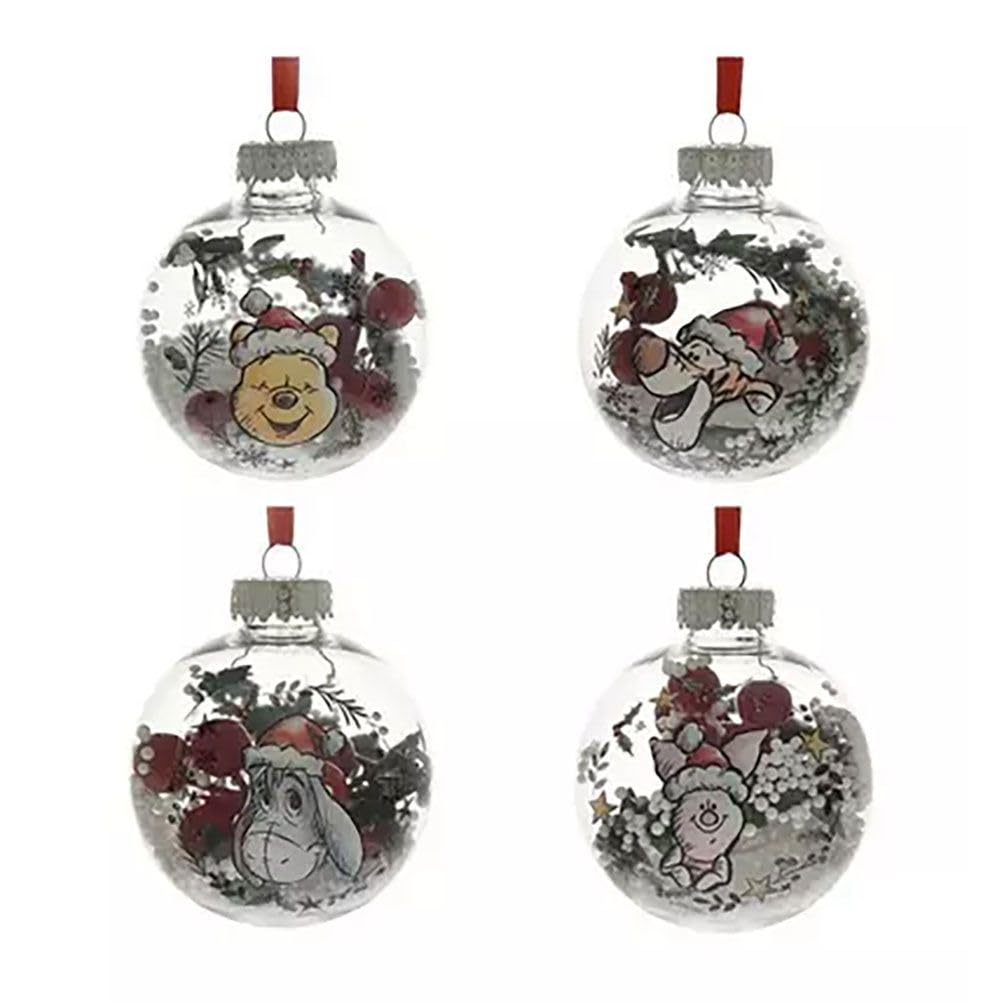 Widdop Disney Winnie the Pooh Tigger Eeyore and Piglet Christmas Tree Baubles (Set of 4) with Gift Box